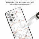 For Samsung Galaxy A32 4G Marble Tempered Glass Back Cover TPU Border Case(HCBL-9)