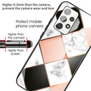 For Samsung Galaxy A32 4G Marble Tempered Glass Back Cover TPU Border Case(HCBL-10)