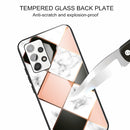 For Samsung Galaxy A32 4G Marble Tempered Glass Back Cover TPU Border Case(HCBL-10)
