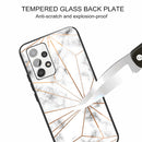 For Samsung Galaxy A32 4G Marble Tempered Glass Back Cover TPU Border Case(HCBL-13)