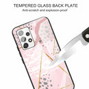 For Samsung Galaxy A32 4G Marble Tempered Glass Back Cover TPU Border Case(HCBL-21)