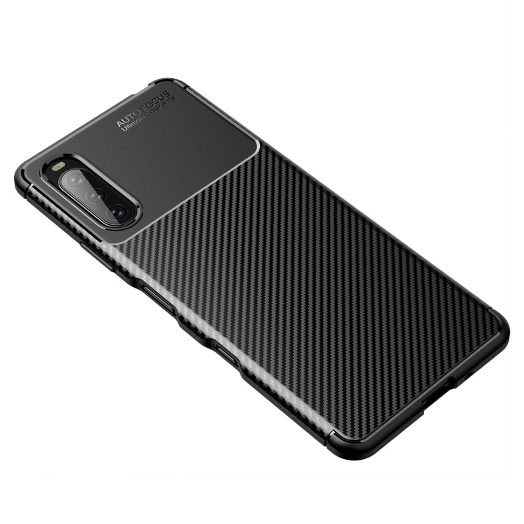 For Sony Xperia 10 III Carbon Fiber Texture Shockproof TPU Case(Black)