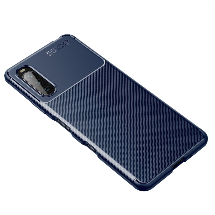 For Sony Xperia 10 III Carbon Fiber Texture Shockproof TPU Case(Blue)