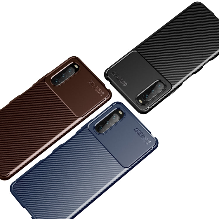 For Sony Xperia 10 III Carbon Fiber Texture Shockproof TPU Case(Brown)