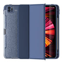 Lychee Peel Texture Horizontal Deformation Flip TPU Leather Tablet Case with Three-folding Holder & Sleep / Wake-up Function For iPad Pro 11 inch (2021)(Blue)