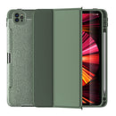 Lychee Peel Texture Horizontal Deformation Flip TPU Leather Tablet Case with Three-folding Holder & Sleep / Wake-up Function For iPad Pro 11 inch (2021)(Green)