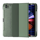 Lychee Peel Texture Horizontal Deformation Flip TPU Leather Tablet Case with Three-folding Holder & Sleep / Wake-up Function For iPad Pro 12.9 inch (2021)(Green)