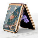 For Samsung Galaxy Z Flip 5G GKK Floral Pattern Electroplating Painted Glass Case(Floral 07)