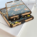 For Samsung Galaxy Z Flip 5G GKK Floral Pattern Electroplating Painted Glass Case(Floral 07)