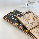 For Samsung Galaxy Z Flip 5G GKK Floral Pattern Electroplating Painted Glass Case(Floral 07)