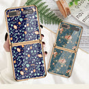 For Samsung Galaxy Z Flip 5G GKK Floral Pattern Electroplating Painted Glass Case(Floral 07)