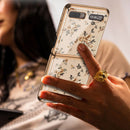 For Samsung Galaxy Z Flip 5G GKK Floral Pattern Electroplating Painted Glass Case(Floral 07)