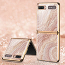 For Samsung Galaxy Z Flip 5G GKK Marble Pattern Electroplating Painted Glass Case(Marble 06)