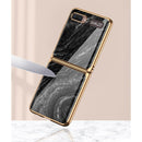 For Samsung Galaxy Z Flip 5G GKK Marble Pattern Electroplating Painted Glass Case(Marble 06)