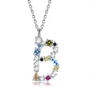 S925 Sterling Silver 26 Engligh Letters Colorful Zircon Women Nacklace Jewelry, Style:B(Silver)