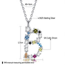 S925 Sterling Silver 26 Engligh Letters Colorful Zircon Women Nacklace Jewelry, Style:B(Silver)
