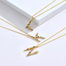 S925 Sterling Silver 26 Engligh Letters Colorful Zircon Women Nacklace Jewelry, Style:B(Silver)