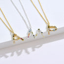 S925 Sterling Silver 26 Engligh Letters Colorful Zircon Women Nacklace Jewelry, Style:B(Silver)
