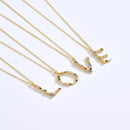 S925 Sterling Silver 26 Engligh Letters Colorful Zircon Women Nacklace Jewelry, Style:B(Silver)