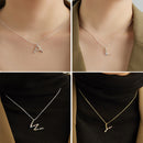 S925 Sterling Silver 26 Engligh Letters Colorful Zircon Women Nacklace Jewelry, Style:L(Silver)