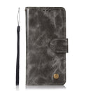 For Sony Xperia X Performance Retro Copper Button Crazy Horse Horizontal Flip PU Leather Case with Holder & Card Slots & Wallet & Lanyard(Gray)