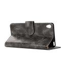 For Sony Xperia X Performance Retro Copper Button Crazy Horse Horizontal Flip PU Leather Case with Holder & Card Slots & Wallet & Lanyard(Gray)