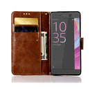 For Sony Xperia X Performance Retro Copper Button Crazy Horse Horizontal Flip PU Leather Case with Holder & Card Slots & Wallet & Lanyard(Brown)