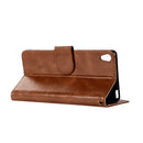 For Sony Xperia X Performance Retro Copper Button Crazy Horse Horizontal Flip PU Leather Case with Holder & Card Slots & Wallet & Lanyard(Brown)