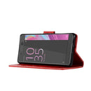 For Sony Xperia X Performance Retro Copper Button Crazy Horse Horizontal Flip PU Leather Case with Holder & Card Slots & Wallet & Lanyard(Red)