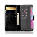 For Sony Xperia X Performance Retro Copper Button Crazy Horse Horizontal Flip PU Leather Case with Holder & Card Slots & Wallet & Lanyard(Black)