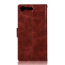 For Sony Xperia XZ Premium Retro Copper Button Crazy Horse Horizontal Flip PU Leather Case with Holder & Card Slots & Wallet & Lanyard(Wine Red)