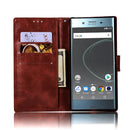 For Sony Xperia XZ Premium Retro Copper Button Crazy Horse Horizontal Flip PU Leather Case with Holder & Card Slots & Wallet & Lanyard(Wine Red)