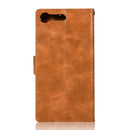 For Sony Xperia XZ Premium Retro Copper Button Crazy Horse Horizontal Flip PU Leather Case with Holder & Card Slots & Wallet & Lanyard(Gold Yellow)