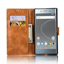 For Sony Xperia XZ Premium Retro Copper Button Crazy Horse Horizontal Flip PU Leather Case with Holder & Card Slots & Wallet & Lanyard(Gold Yellow)