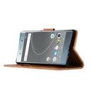 For Sony Xperia XZ Premium Retro Copper Button Crazy Horse Horizontal Flip PU Leather Case with Holder & Card Slots & Wallet & Lanyard(Gold Yellow)