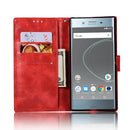 For Sony Xperia XZ Premium Retro Copper Button Crazy Horse Horizontal Flip PU Leather Case with Holder & Card Slots & Wallet & Lanyard(Red)