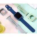 Silicone Watch Band + Watch Protective Case Set For Apple Watch Series 7 41mm / & 6 & SE & 5 & 4 40mm (Light Blue)