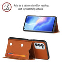 For OPPO A93 5G Skin Feel PU + TPU + PC Back Cover Shockproof Case with Card Slots & Holder & Photo Frame(Brown)