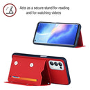 For OPPO A93 5G Skin Feel PU + TPU + PC Back Cover Shockproof Case with Card Slots & Holder & Photo Frame(Red)