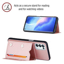 For OPPO A93 5G Skin Feel PU + TPU + PC Back Cover Shockproof Case with Card Slots & Holder & Photo Frame(Rose Gold)