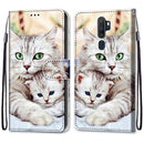 For OPPO A9 (2020) / A5 (2020) / A11X / A11 Coloured Drawing Cross Texture Horizontal Flip PU Leather Case with Holder & Card Slots & Wallet & Lanyard(Big Cat Holding Kitten)