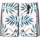 For OPPO A9 (2020) / A5 (2020) / A11X / A11 Coloured Drawing Cross Texture Horizontal Flip PU Leather Case with Holder & Card Slots & Wallet & Lanyard(Pink Green Leaf)