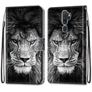 For OPPO A9 (2020) / A5 (2020) / A11X / A11 Coloured Drawing Cross Texture Horizontal Flip PU Leather Case with Holder & Card Slots & Wallet & Lanyard(Black White Lion Head)
