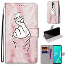 For OPPO A9 (2020) / A5 (2020) / A11X / A11 Coloured Drawing Cross Texture Horizontal Flip PU Leather Case with Holder & Card Slots & Wallet & Lanyard(Pink Hands Heart)