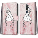 For OPPO A9 (2020) / A5 (2020) / A11X / A11 Coloured Drawing Cross Texture Horizontal Flip PU Leather Case with Holder & Card Slots & Wallet & Lanyard(Pink Hands Heart)