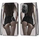 For Xiaomi Redmi K40 / K40 Pro / K40 Pro+ Coloured Drawing Cross Texture Horizontal Flip PU Leather Case with Holder & Card Slots & Wallet & Lanyard(Upskirt)