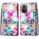 For Xiaomi Redmi K40 / K40 Pro / K40 Pro+ Coloured Drawing Cross Texture Horizontal Flip PU Leather Case with Holder & Card Slots & Wallet & Lanyard(Gradient Colorful Flower)