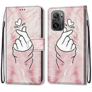 For Xiaomi Redmi K40 / K40 Pro / K40 Pro+ Coloured Drawing Cross Texture Horizontal Flip PU Leather Case with Holder & Card Slots & Wallet & Lanyard(Pink Hands Heart)