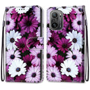 For Xiaomi Redmi K40 / K40 Pro / K40 Pro+ Coloured Drawing Cross Texture Horizontal Flip PU Leather Case with Holder & Card Slots & Wallet & Lanyard(Chrysanthemum Pink White Purple)