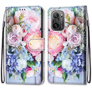 For Xiaomi Redmi K40 / K40 Pro / K40 Pro+ Coloured Drawing Cross Texture Horizontal Flip PU Leather Case with Holder & Card Slots & Wallet & Lanyard(Light Pink Bouquet)